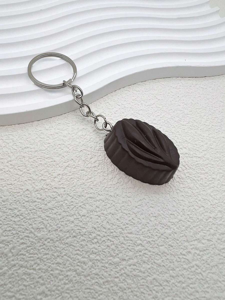 1 Piece Oval Simulated Chocolate Model Keychain Funny Pendant - Chocolate Brown - View 1
