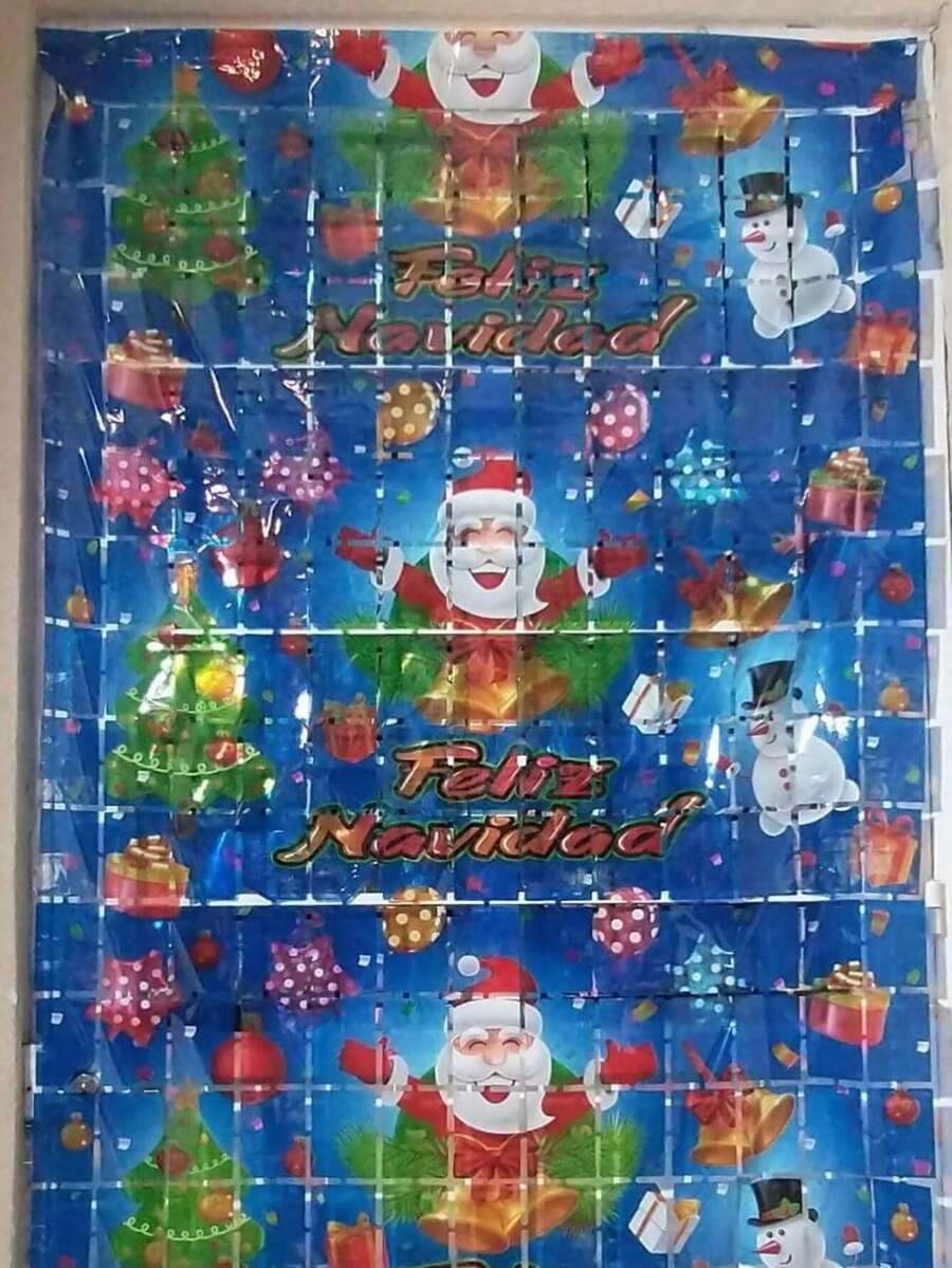 Cortina Navidad de cuadros plástica 2mx1m - Multicolor - Ver 1