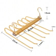 1入組門後雙鉤掛勾,可折疊空間節省褲架適用於圍巾毛巾披肩(36*33.5*17cm) - 金色 - 查看 6