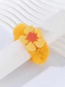 1 件女士可爱时尚黄色毛绒花朵发带、甜美发带、手链、礼物