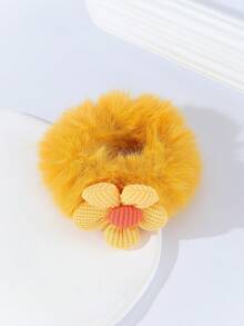 1 件女士可爱时尚黄色毛绒花朵发带、甜美发带、手链、礼物