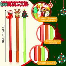 12pcs/set Christmas Theme Gel Ink Pen, Novelty Cartoon Ballpoint Pens In Christmas Tree, Snowman, Reindeer And Santa Claus Shape, Random Color, Suitable For School, Boys, Girls And Office Supplies - Multicolor - View 2