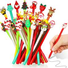 12pcs/set Christmas Theme Gel Ink Pen, Novelty Cartoon Ballpoint Pens In Christmas Tree, Snowman, Reindeer And Santa Claus Shape, Random Color, Suitable For School, Boys, Girls And Office Supplies - Multicolor - View 1
