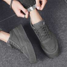 Spring And Autumn Thick Sole Round Toe Breathable Student Board Shoes Lace-Up Casual Sneakers Skate Shoes Non-Slip Work Shoes For Men