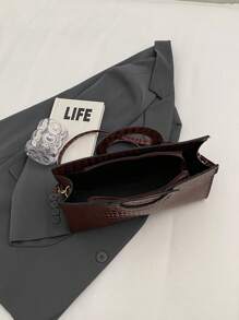 New Stylish Versatile Elegant Vintage Round Tote/Shoulder Bag - Coffee Brown - View 9