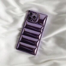 Plating Down Jacket Phone Case Compatible With IPhone 15 Pro Max 14 13  12 11 Pro Max Plus Reflective Camrera Protection Bumper Puffer Cover - Purple - View 13