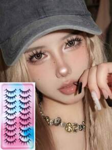 10 Pairs False Eyelashes,Slender Multi-layer 3D Crisscross Fluffy Fake Eyelashes Extension, Natural Look Soft Comfortable Lashes