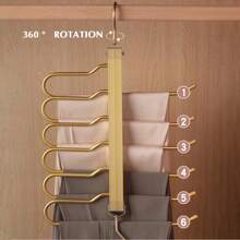 1入組門後雙鉤掛勾,可折疊空間節省褲架適用於圍巾毛巾披肩(36*33.5*17cm) - 金色 - 查看 4