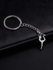 1 件女士不鏽鋼藝術體操芭蕾舞者吊墜鑰匙圈瑜珈鑰匙圈、紀念品或送給女朋友的禮物、批發珠寶