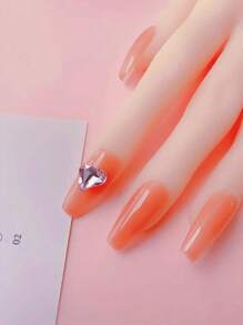 10个小巧心形指甲装饰，玻璃水钻，DIY，心形指甲装饰，适合约会、情人节、母亲节美甲产品美甲配件指甲饰指甲宝石 - 粉色 - 查看 4