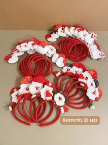 Random 20pcs Christmas Santa Claus Headband - Lovely Cartoon Hair Accessories For Kids - Multicolor - View 1