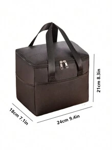 1pc Pink Bubble Pattern Oxford Cloth Waterproof Insulated Lunch Bag For Travel, Picnic, Work, School Cooler Bag Picnic Bag Plaid School Organizer Bags Teacher Storage Bags Classroom Bags Classroom Organizer Bags Woman Lunch Box Bag For Women Ladies School Supplies Stuff Accessories Back To School Supplies Bag For School School Accessories School Stuff - Black - View 3