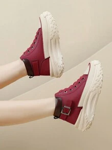 女士休闲运动鞋、平底运动鞋、运动跑鞋 - 酒紅色 - 查看 7