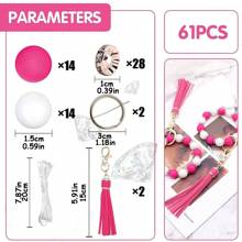 61 cái/bộ Của 15mm Phấn màu Tròn Silicone Hạt 10mm Pha lê Spacer Hạt Với Nylon Cord Tua Cao su silicon Trang trí Hạt , Đối với DIY Vòng tay Đồ trang trí Ba lô Vật rủ xuống Mặt dây chuyền chìa khóa Chuỗi Nhiều loại Trang trí Phụ kiện Đến Mặc Phụ kiện trang sức - Nhiều màu - Xem 10
