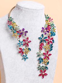 1pc Rhinestone Encrusted Necklace - Multicolor - View 2