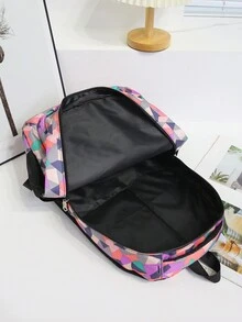 新潮流3入組大容量小學和初中學生背包套裝 - 紫色 - 查看 7