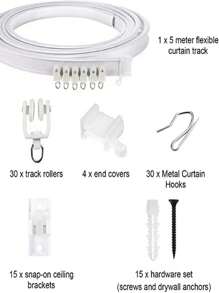 Flexible Curtain Track, Bendable Curved Curtain Rail Including Accessories, Easy To Install And Shape - White - View 5