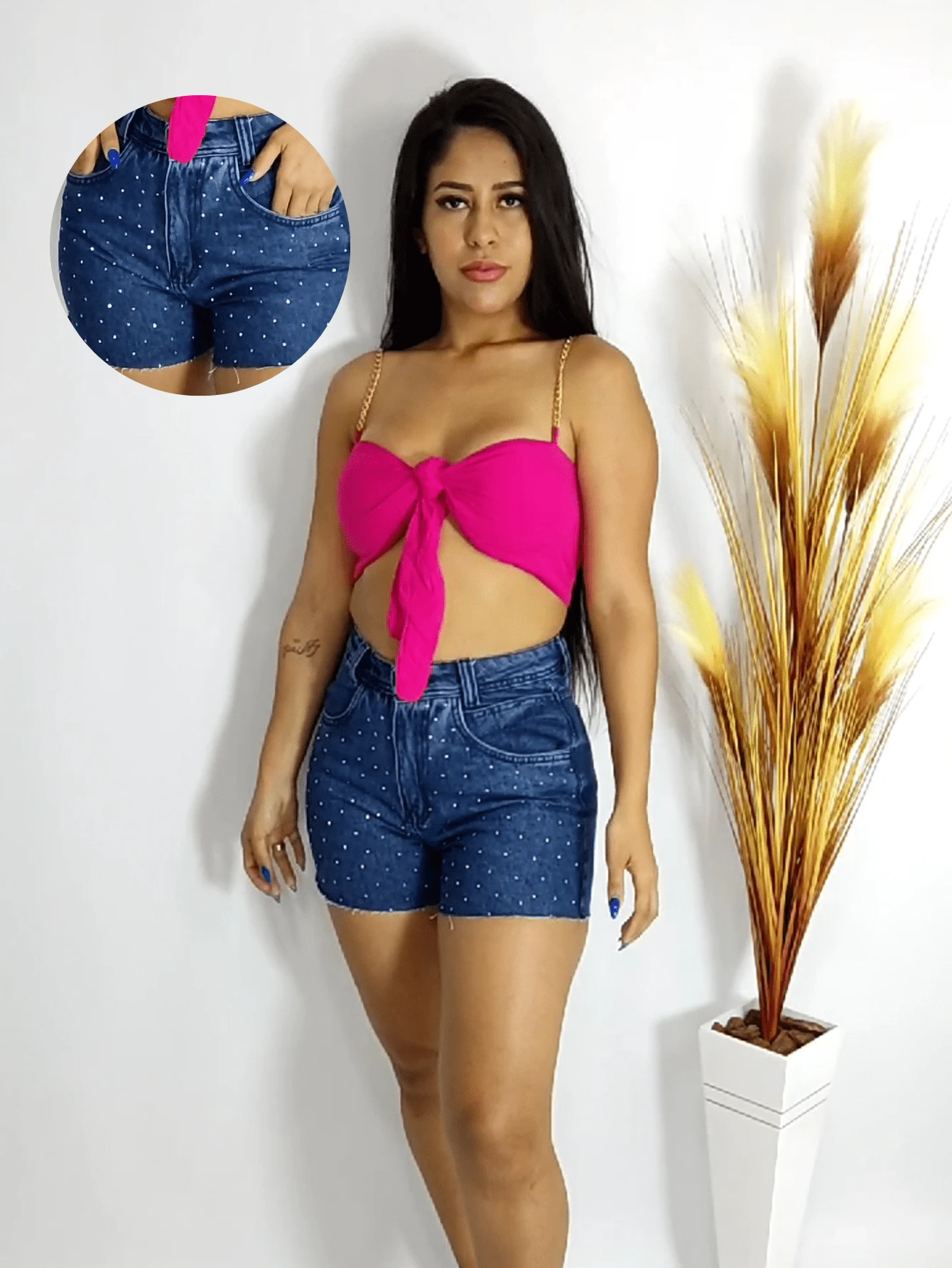 Women Denim Shorts - Rửa tối - Xem 1