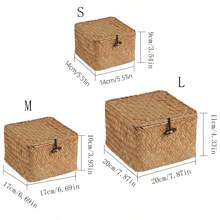 1pc Hand-Woven Seaweed Storage Box, Handmade Gift Box, Desktop Decor Display & Storage Box, Gift Packaging Box For New Year, Bedroom & Living Room Home Organization & Storage Basket