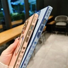 豪華鍍金方形手機殼，適用於iPhone 15 Pro Max 13 12 11 14 Plus Pro Max，支援無線充電，柔軟防震保護套 - 遠峰藍 - 查看 10