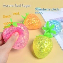 1pc Random Color Squishy Malt Sugar Strawberry Shaped Stress Relief Toy Slow Rebound Vent Toy - Multicolor - View 2