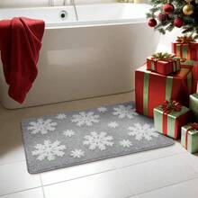 DeramHy home DeramHy Home 1 Stück Weihnachten Grauer Schneeflocken Badematte für Badezimmer - Süße saugfähige waschbare Badezimmer Teppiche mit rutschfester Rückseite - Schöner Schneeflocken Badezimmerteppich für Weihnachtsdekorationen Zuhause Badezimmer Dekor Bodenteppich Außenvorleger Fußmatte Sommer Badezimmer Accessoires Einschulung