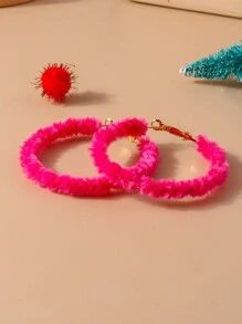 1對糖果色涼感羊毛繞繩耳環 - 圓圈 - 查看 7