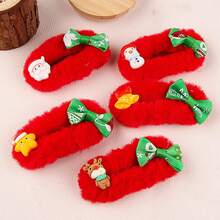 1個聖誕老人髮夾,可愛毛絨頭飾,適用於秋冬季節禮物,小女孩髮飾