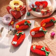 1個聖誕老人髮夾,可愛毛絨頭飾,適用於秋冬季節禮物,小女孩髮飾