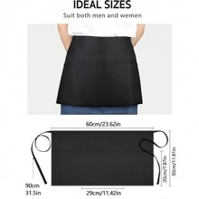 1pc Black Apron With 3 Pockets, Waist Apron For Men And Women, Waiters And Service Staff, Reinforced Long Ties And Reinforced Seams,Kitchen,Bathroom,Home,Household Suppliers - Black - View 2