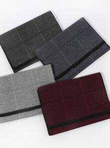 1pc Men's Red Casual Ribbed Striped Short Scarf For Winter Daily Wear - Red - View 4