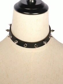 1 件男士深色哥德式 Pu 皮革頸鍊,帶有小鉚釘,女式龐克搖滾酷炫鉚釘頸鍊,男女通用珠寶,適合角色扮演和禮品 - 黑色 - 查看 1