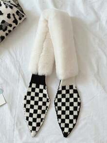 1入女士格紋圖案羊毛短交叉圍巾,甜美可愛,時尚百搭,適用於秋冬季和日常保暖服裝