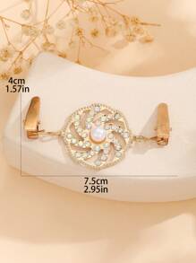 1入女士金屬和鑽石花式時尚毛衣針,可調節和防滑,適用於日常穿著,休閒,戶外,送禮佳品 - 金色 - 查看 2