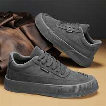 Spring And Autumn Thick Sole Round Toe Breathable Student Board Shoes Lace-Up Casual Sneakers Skate Shoes Non-Slip Work Shoes For Men
