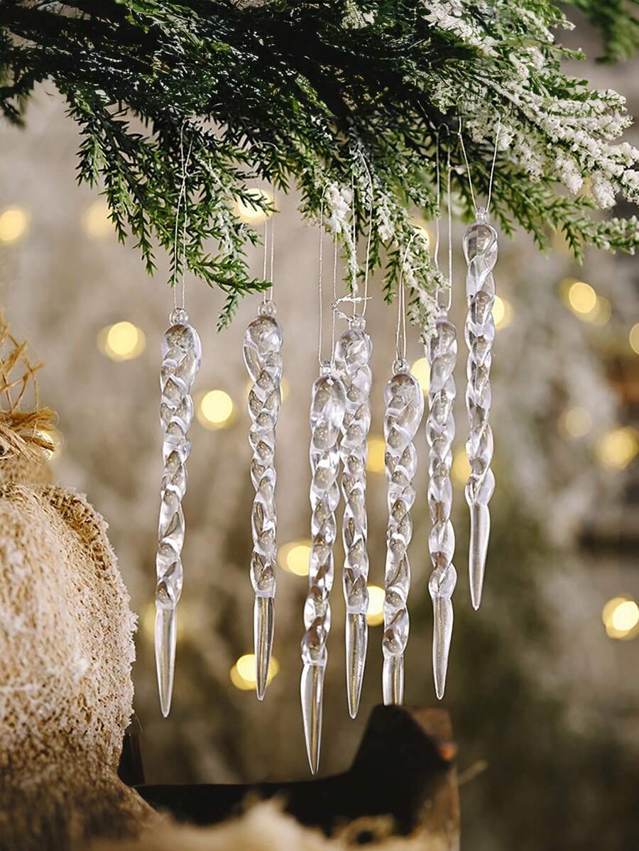 1入/6入/12入組聖誕慶祝裝飾: 透明冰條掛飾，亞克力螺旋冰條裝飾 - 無色 - 查看 1