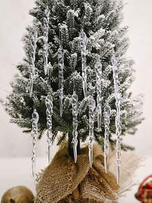 1入/6入/12入組聖誕慶祝裝飾: 透明冰條掛飾，亞克力螺旋冰條裝飾 - 無色 - 查看 3