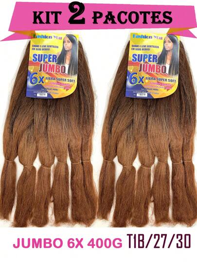  KIT 2 PCS Cabelo Jumbo 6X 400G Pacotão Para Tranças Super Soft Jumbo Box braid - FASHION YOU