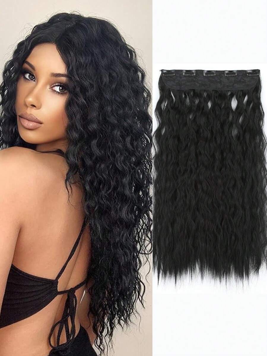 1pc Long Curly Hairpieces - Black - View 1
