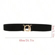 1條女士彈性腰帶,修身腰帶搭配裙子、襯衫等穿著更顯美觀 - 黑色 - 查看 3