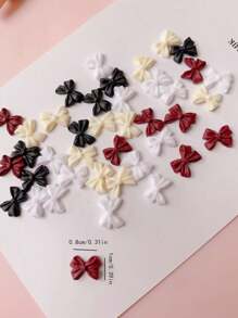 1袋50入組樹脂蝴蝶結造型，指甲飾品，隨機彩色混合DIY指甲魅力指甲寶石指甲用品 - 彩色 - 查看 2