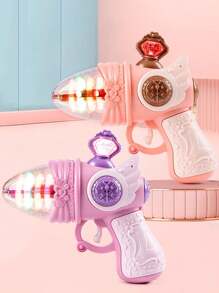 1pc Color Y Estilo Aleatorios Mini Pistola Eléctrica De Princesa Duradera Con Lámpara De Proyección De Luz Y Sonido, Modelo De Pistola De Simulación, Juguete Lindo Para Niñas Y Niños - Multicolor - Ver 2