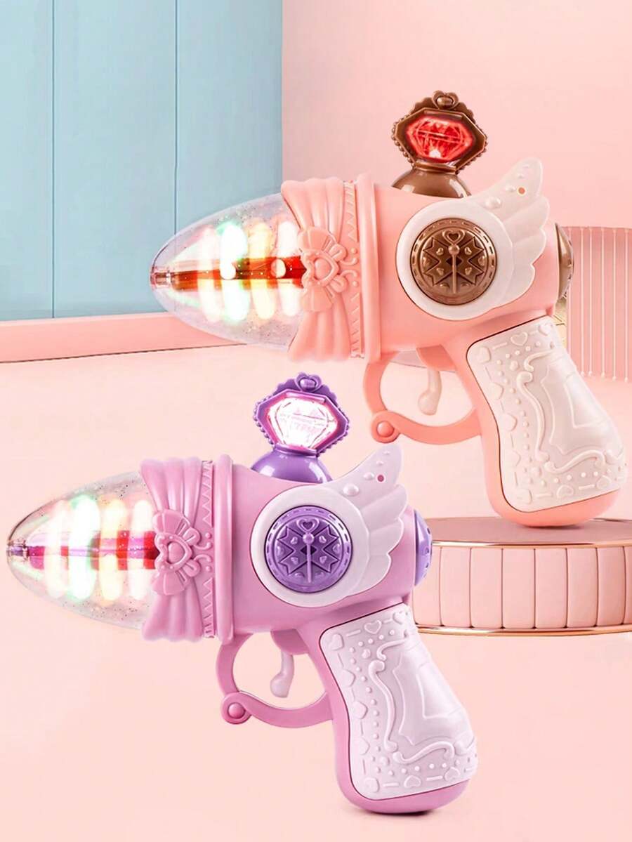 1pc Color Y Estilo Aleatorios Mini Pistola Eléctrica De Princesa Duradera Con Lámpara De Proyección De Luz Y Sonido, Modelo De Pistola De Simulación, Juguete Lindo Para Niñas Y Niños