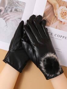 1 đôi Của phụ nữ Chống gió Và Cách nhiệt 	
Fuzzy Cạnh chất liệu da PU Găng tay Đối với Hằng ngày , Mùa thu đông - màu đen - Xem 2