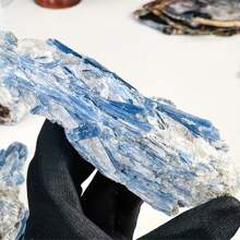 天然藍色礦物原石藍鑽石原石水晶,治療水晶,大型原礦藍色礦物原石,家居裝飾 - 藍白色 - 查看 4