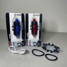 LAMPARA TRASERA PARA BICICLETA CON LIGA PARA AMARRAR AL TUBO ES RECARGABLE Y ESTROBO - Rojo - Ver 3