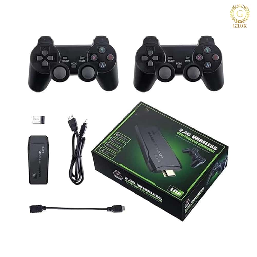 Consola de juegos retro  64G, consola de juegos clásica HD, más de 20000 juegos integrados, consola de 9 emuladores, salida  TV videojuegos, consola de juegos de alta definición con controladores inalámbricos duales de 2.4 G - Negro - Ver 1