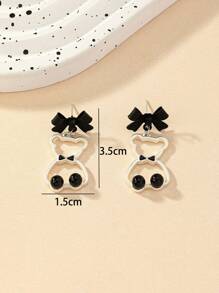 1 Pair Fashionable Bow Tie & Bear Earrings Suitable For Women - Multicolor - View 4