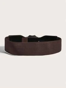 1件女款棕色絨面pu外套,雕刻矩形扣釦,具有塑形和束腰設計,西方風格裝飾,適合日常穿著 - 棕色 - 查看 3