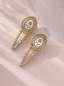 2 件/套时尚个性化发夹、侧发夹、摩擦发饰皇家情人节情人节发夹爪夹、学校用品